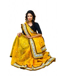 Bright Yellow Colour Designer Net Saree DSCA0365
